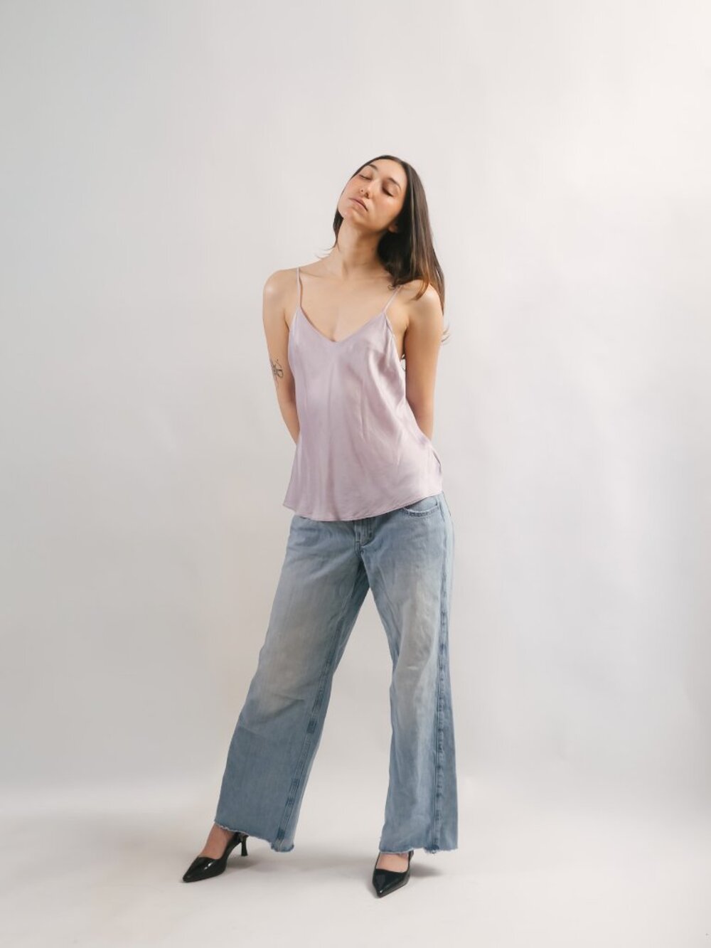 90s Slip Tank Top (M) medium purple vintage womens silk sleepwear flowy cute